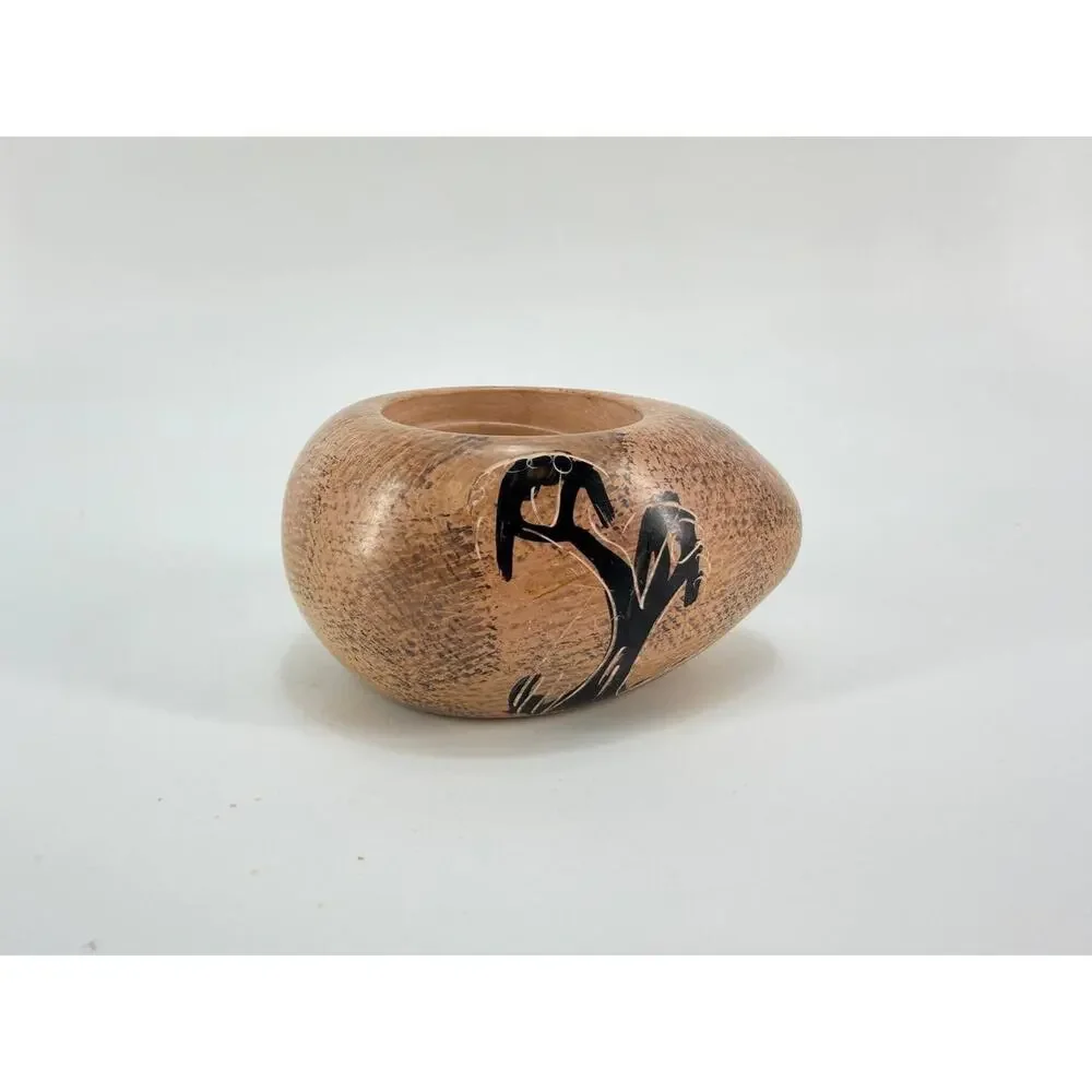 Handmade Kenya Giraffe Pottery Tealight Candle Holder Clay Safari Decor
